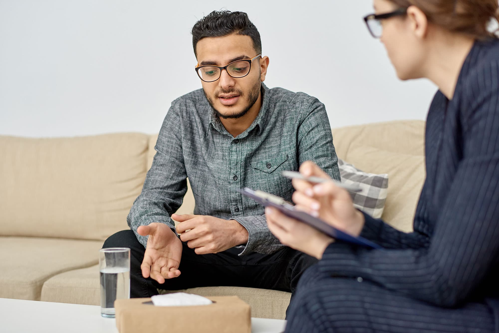 An taking part in a talking therapy