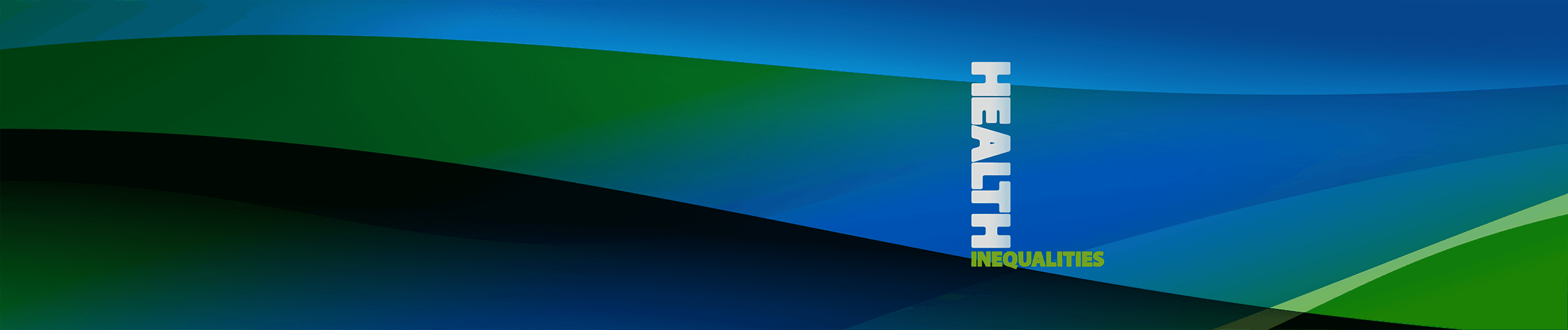 Blue and green abstract image featuring Health Inequalities programme logo