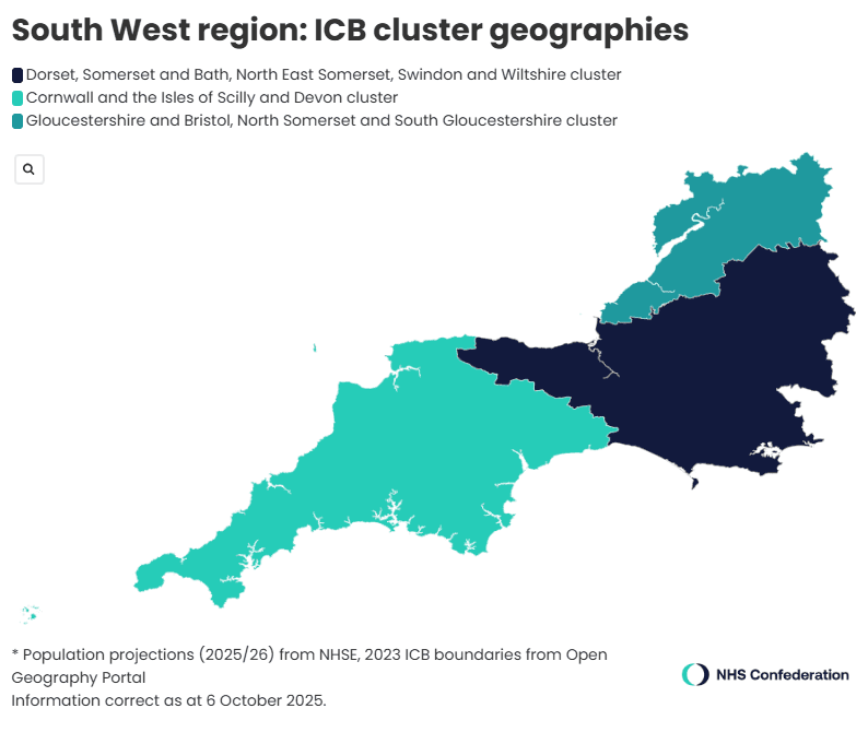 South West ICB cluster geographies