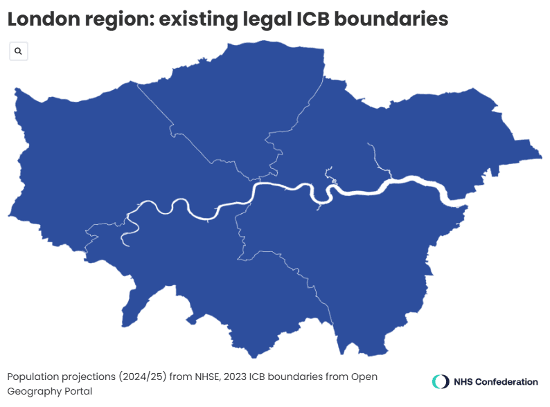 London existing ICB boundaries