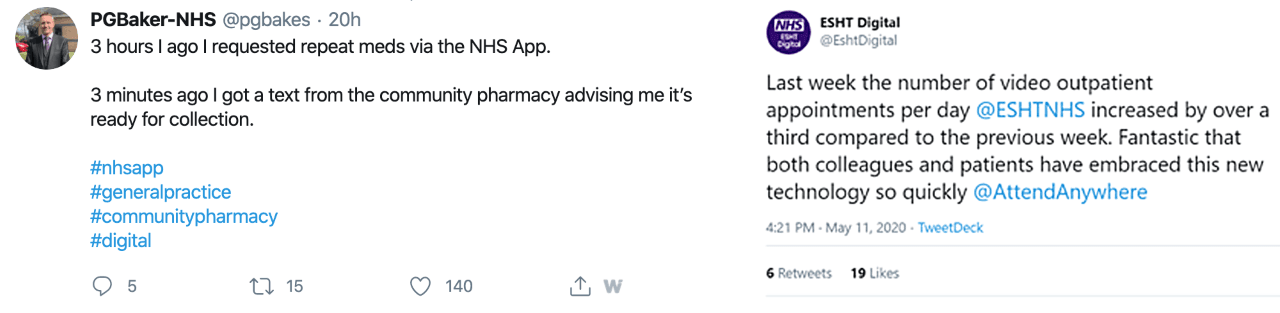 Two screenshots from Twitter 