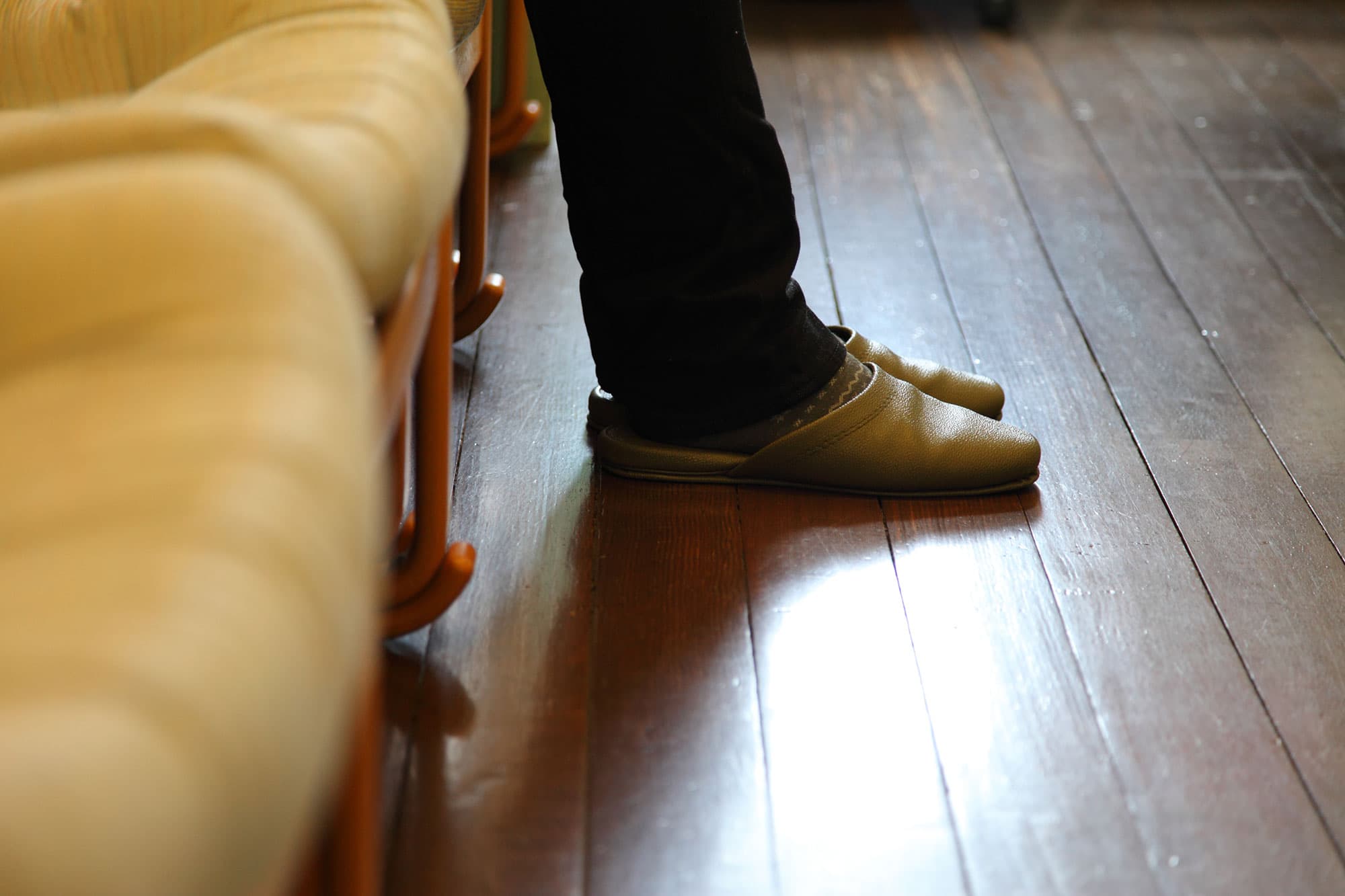 Feet in slippers