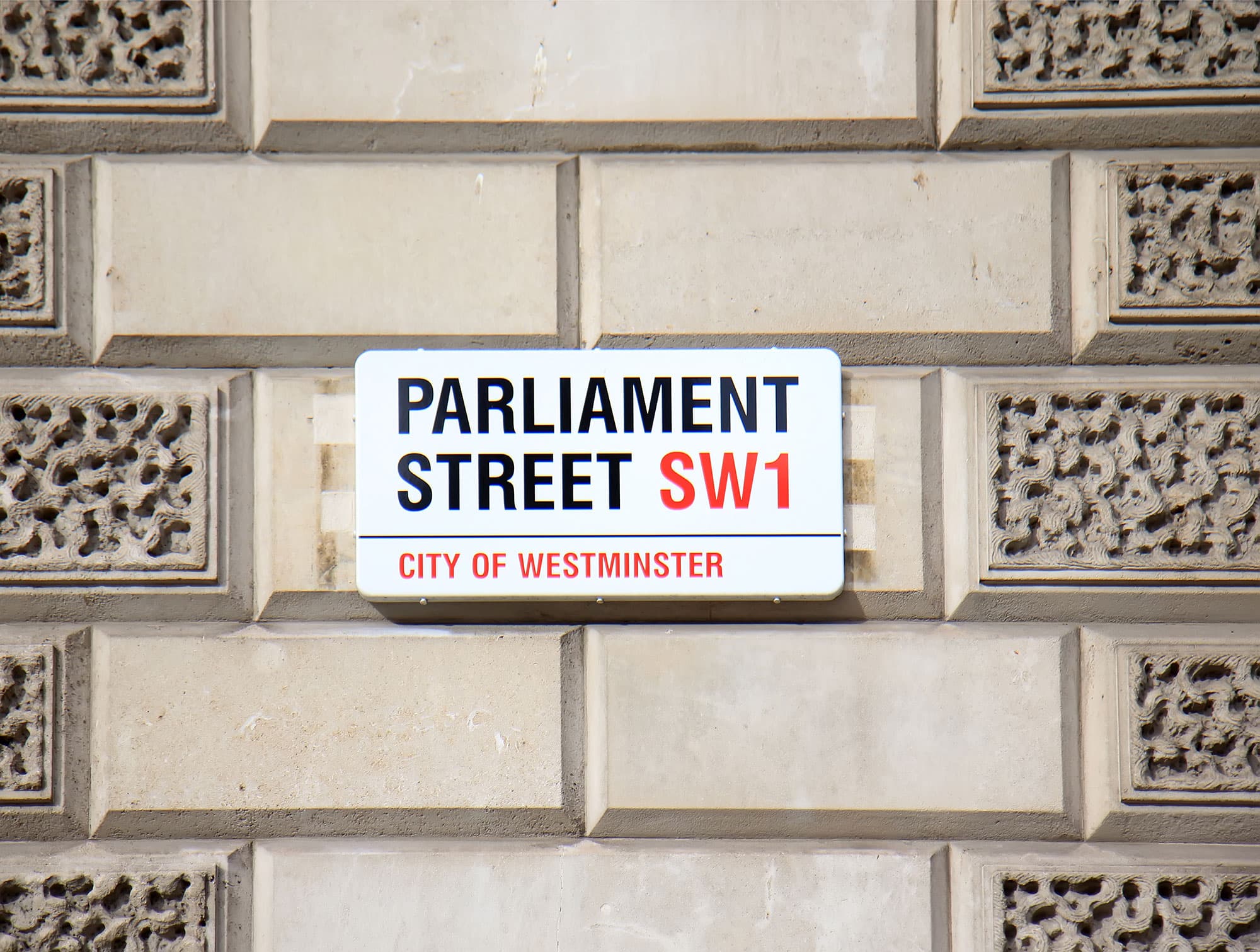 Street wall sign showing Parliament Street