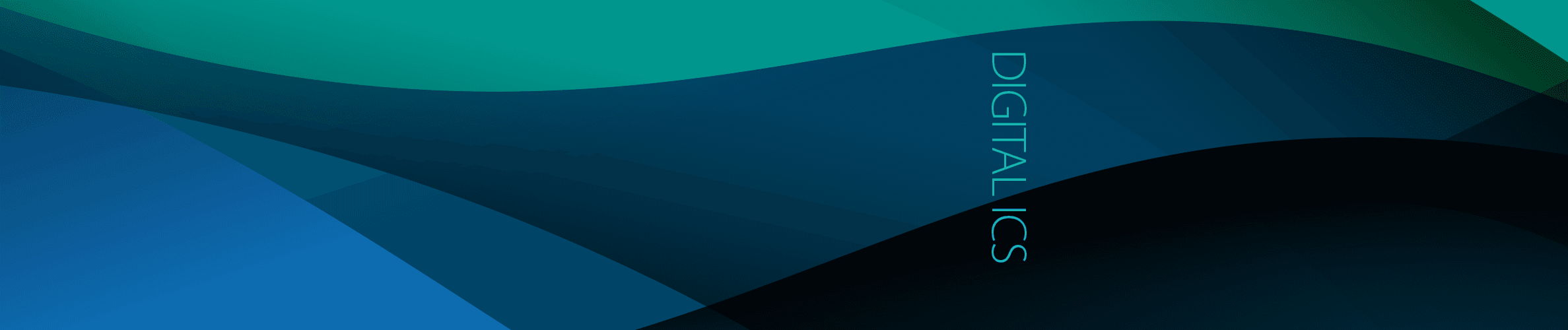 Abstract blue and green design featuring the Digital ICS programme logo