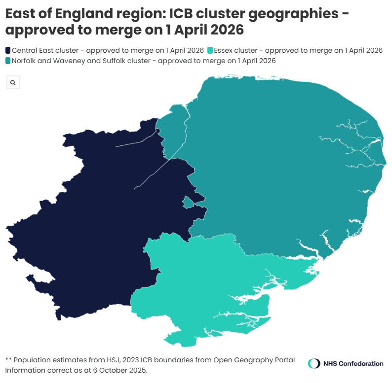East of England ICB boundaries